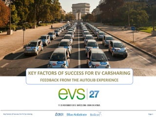 KEY FACTORS OF SUCCESS FOR EV CARSHARING
FEEDBACK FROM THE AUTOLIB EXPERIENCE

Key Factors of Success For EV Car-sharing

Page 1

 