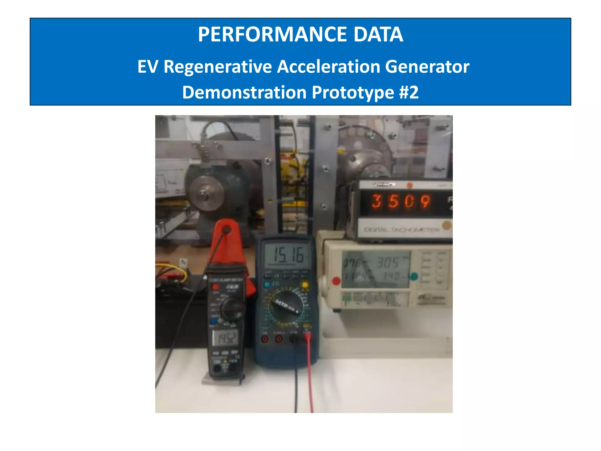 PERFORMANCE DATA
EV Regenerative Acceleration Generator
Demonstration Prototype #2
 