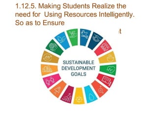 1.12.5. Making Students Realize the
need for Using Resources Intelligently.
So as to Ensure
Sustainable Development
 