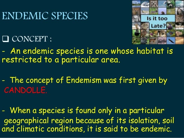 define endemic species in evs