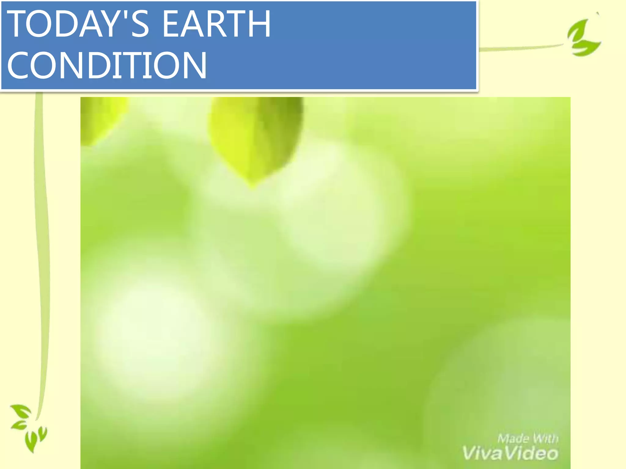 TODAY'S EARTH
CONDITION
 