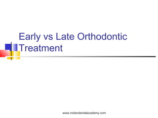 Early vs Late Orthodontic
Treatment

www.indiandentalacademy.com

 