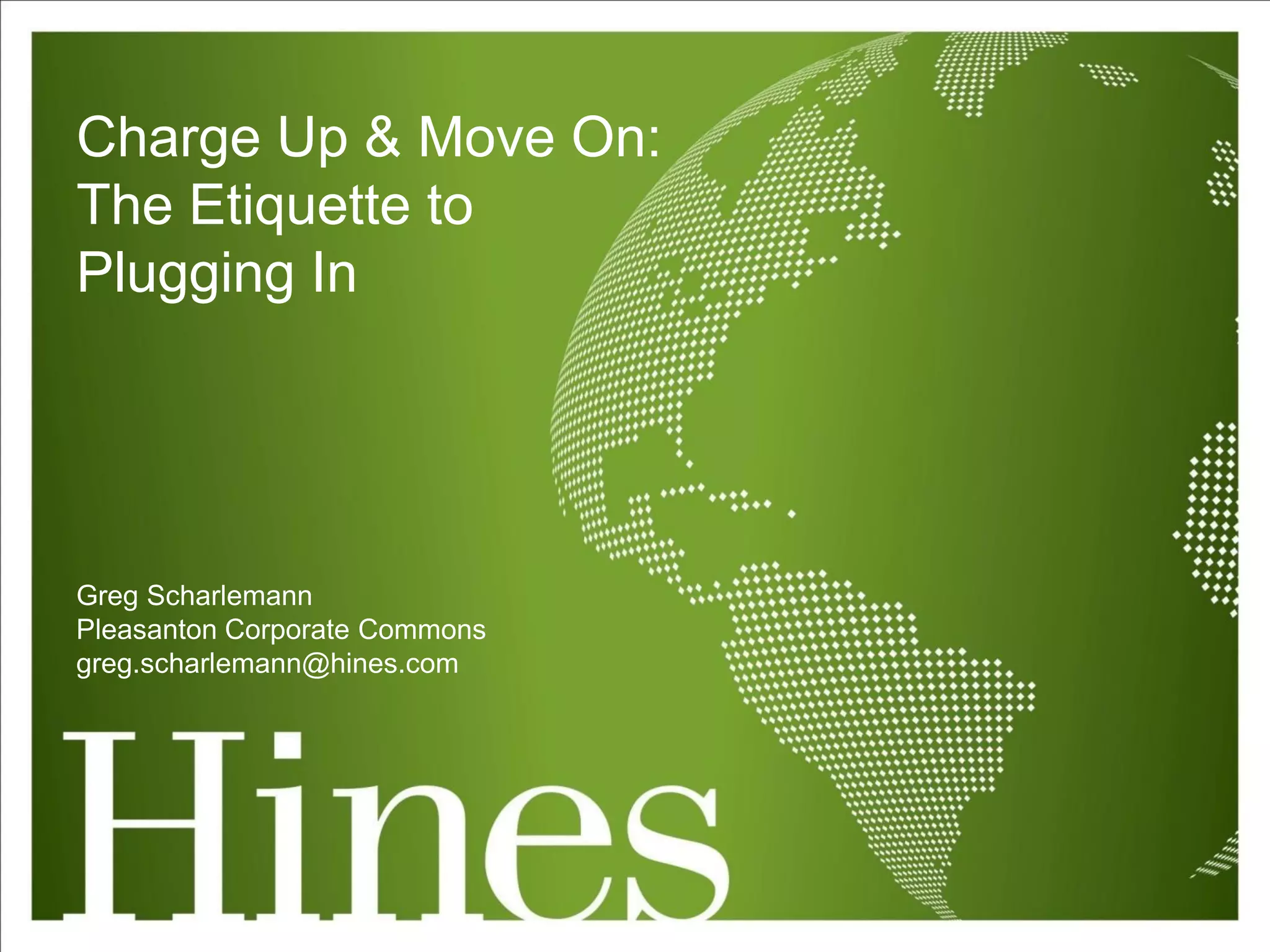 Electric Vehicle Charging Station Etiquette BOMA Innovation EARTH Award 2014 PPT