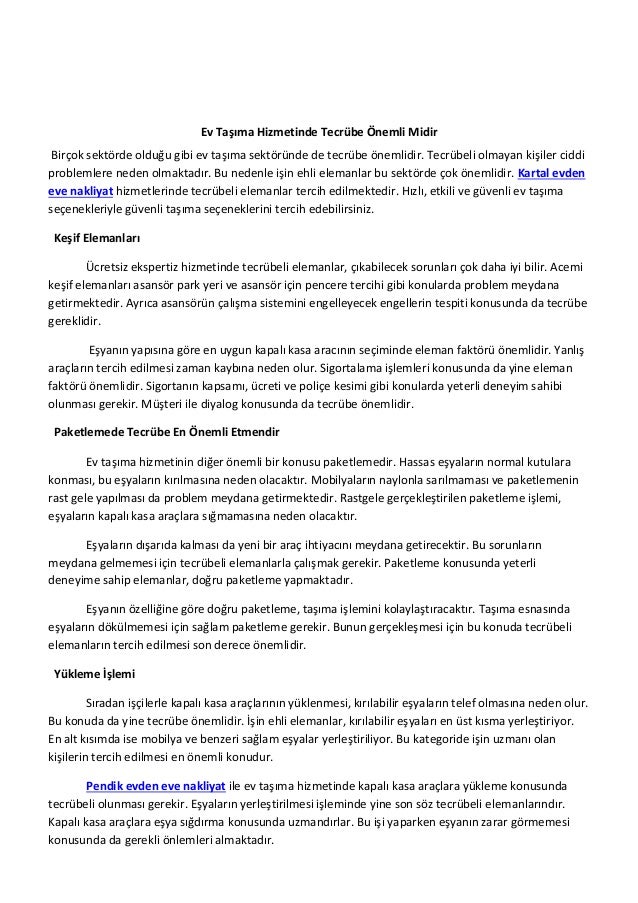 Ev tasima hizmetinde tecrube onemli midir