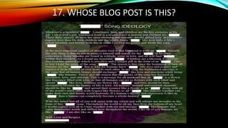 17. WHOSE BLOG POST IS THIS?
 