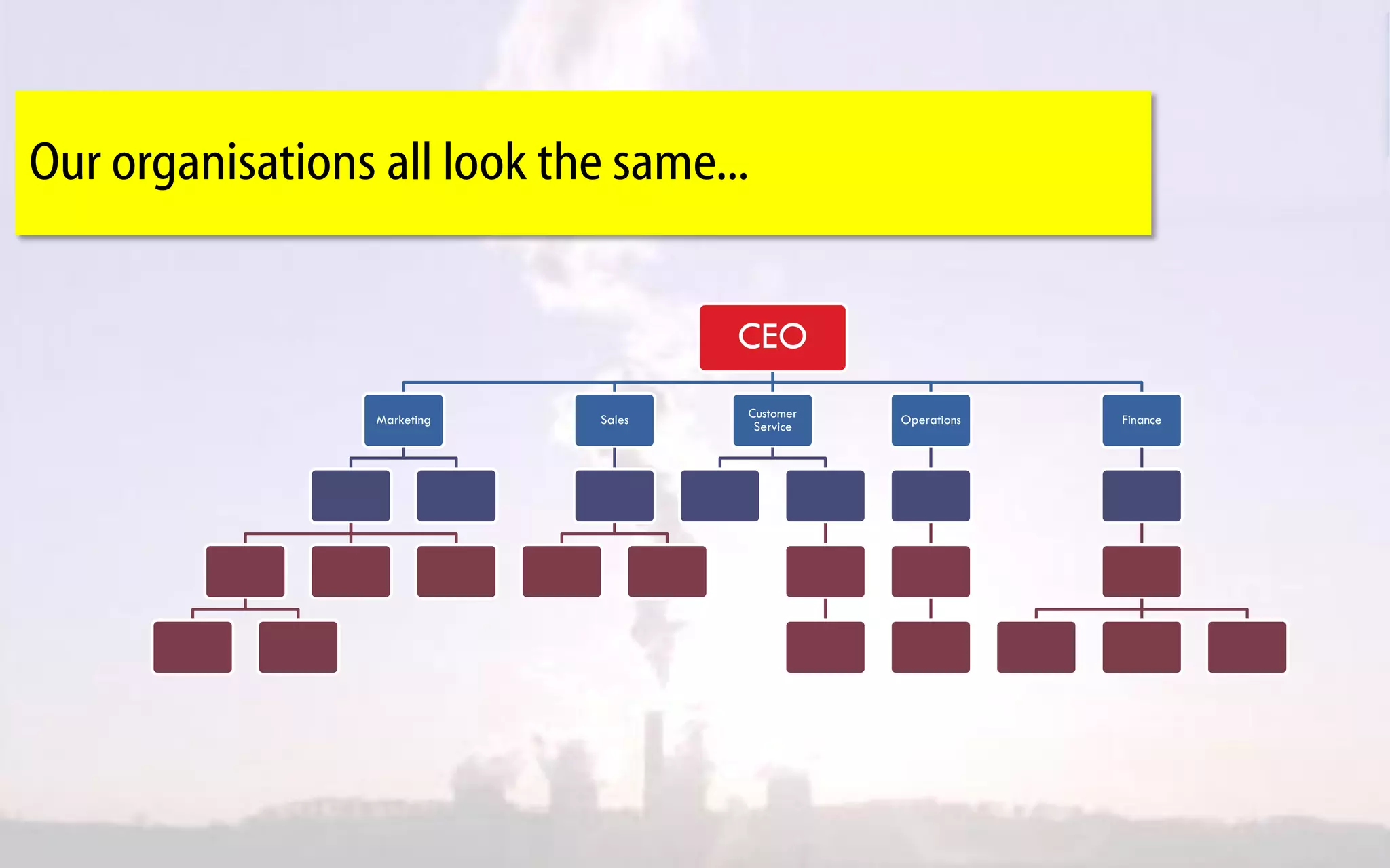 Our organisations all look the same...


                                             CEO
                         Marketing   Sales   Customer   Operations   Finance
                                              Service




CPP 12 India July 2010
 
