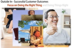 Outside In– Successful Customer Outcomes
      Focus on Doing the Right Thing and Doing Things Right
 