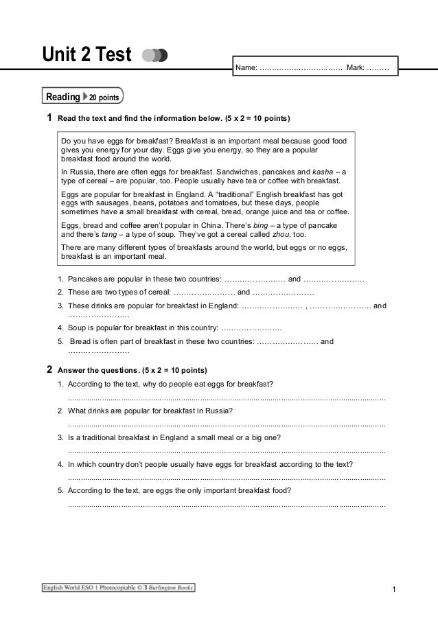 Unit 2 test name. Unit 2 test. reading a2 unit 8 test.
