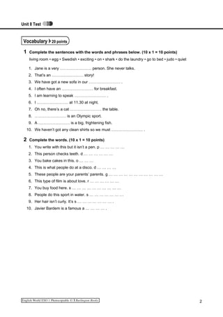 Unit 8 - Test 3 | DOC