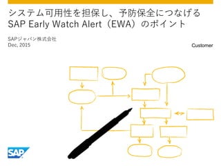SAPジャパン株式会社
Dec, 2015
システム可用性を担保し、予防保全につなげる
SAP Early Watch Alert（EWA）のポイント
Customer
 