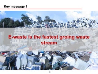 Key message 1




  E-waste is the fastest groing waste
                stream




                   33
 