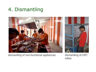 4. Dismantling




dismantling of non-functional appliances   dismantling of CRT
                                           tubes
 