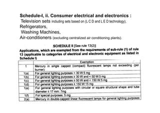 Schedule-I, ii. Consumer electrical and electronics :
Television sets including sets based on (L C D and L E D technology),
Refrigerators,
Washing Machines,
Air-conditioners (excluding centralized air conditioning plants).
 
