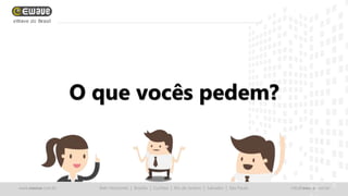 www.ewave.com.br Belo Horizonte | Brasília | Curitiba | Rio de Janeiro | Salvador | São Paulo info@ewave.com.br
O que vocês pedem?
 