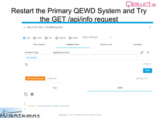 Copyright © 2016 M/Gateway Developments Ltd
Restart the Primary QEWD System and Try
the GET /api/info request
 