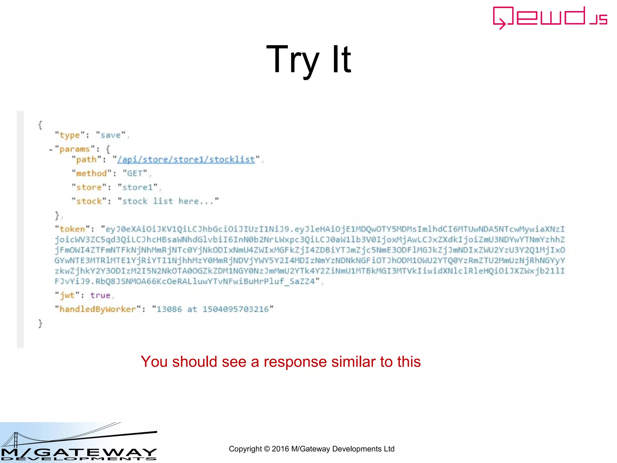 Copyright © 2016 M/Gateway Developments Ltd
Try It
You should see a response similar to this
 