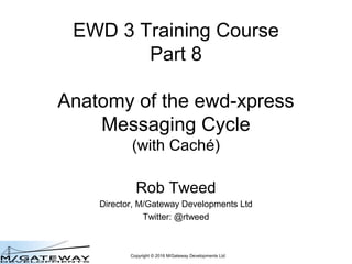 Copyright © 2016 M/Gateway Developments Ltd
EWD 3 Training Course
Part 8
Anatomy of the QEWD
Messaging Cycle
Rob Tweed
Director, M/Gateway Developments Ltd
Twitter: @rtweed
 