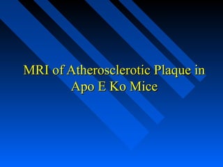 MRI of Atherosclerotic Plaque inMRI of Atherosclerotic Plaque in
Apo E Ko MiceApo E Ko Mice
 