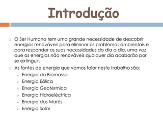 Recursos  Energéticos  Renováveis