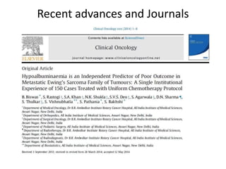Recent advances and Journals
 