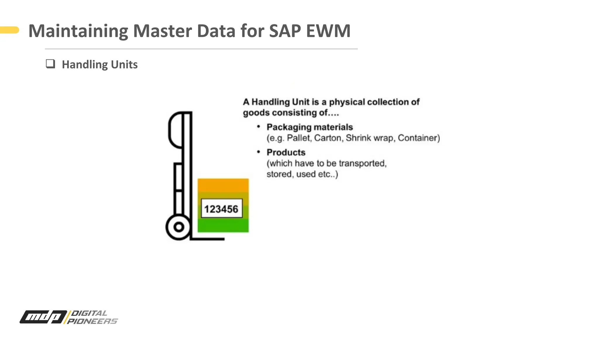 Maintaining Master Data for SAP EWM
q Handling Units
 