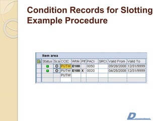 Condition Records for Slotting
Example Procedure
 