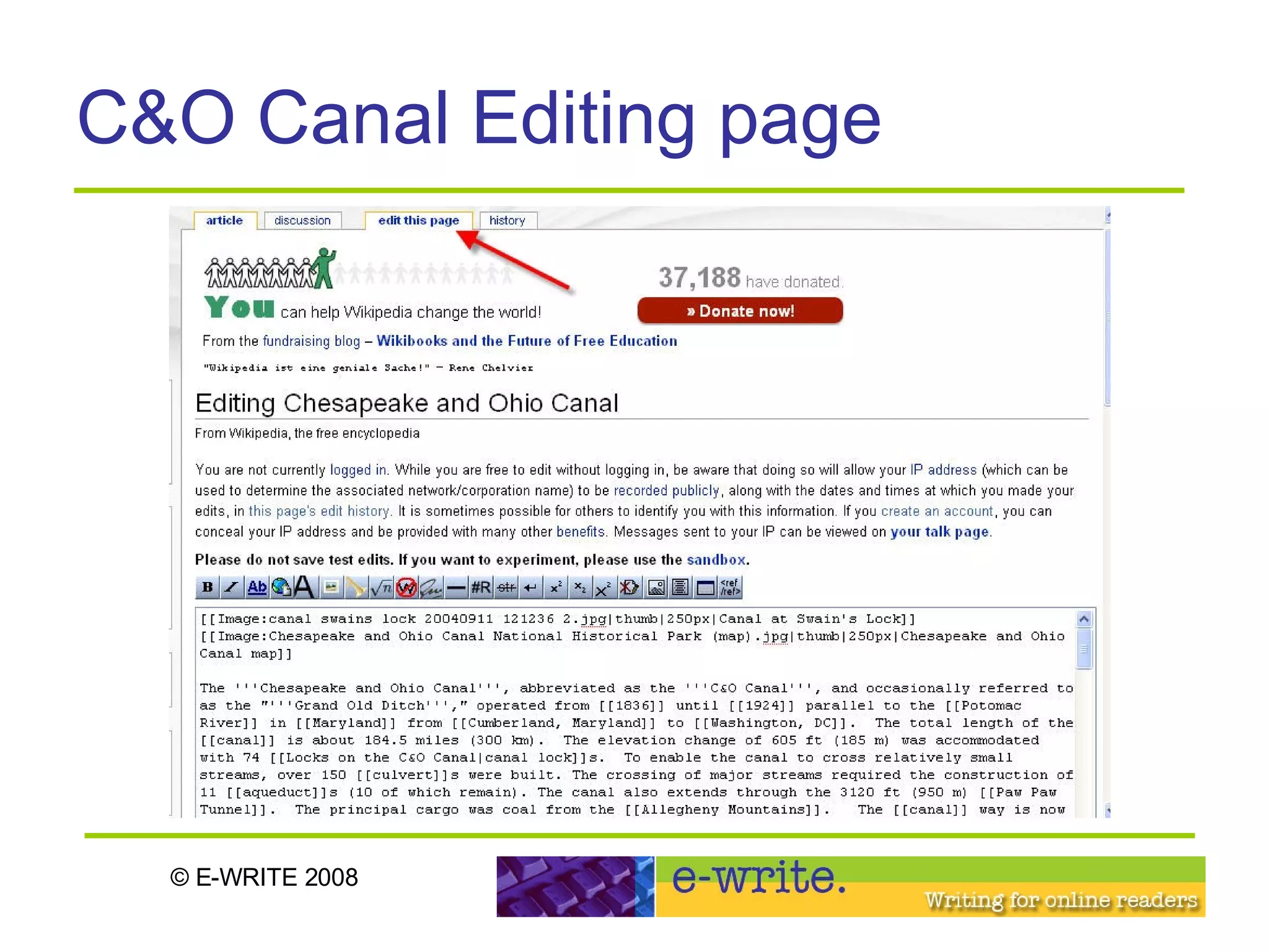 C&O Canal Editing page 