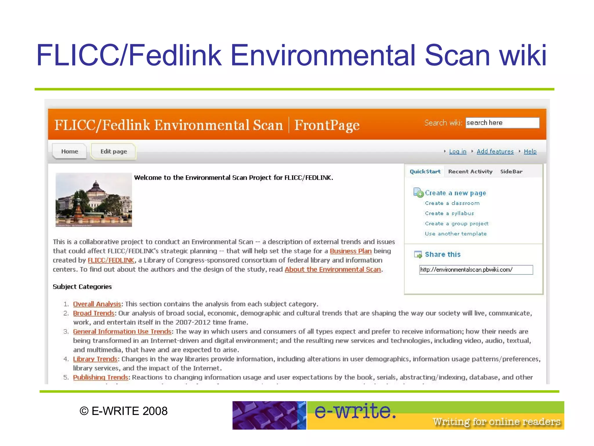 FLICC/Fedlink Environmental Scan wiki 