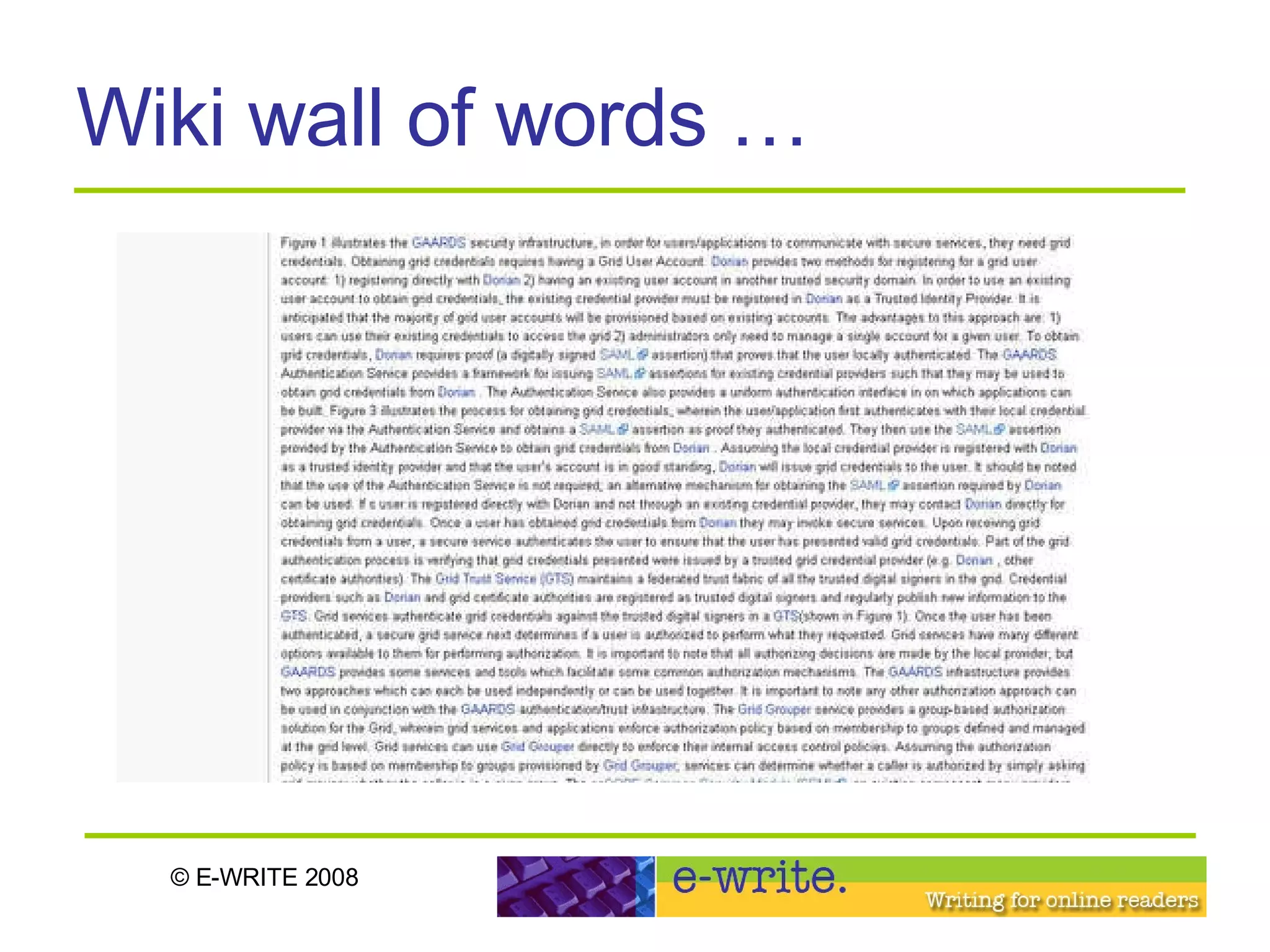 Wiki wall of words … 