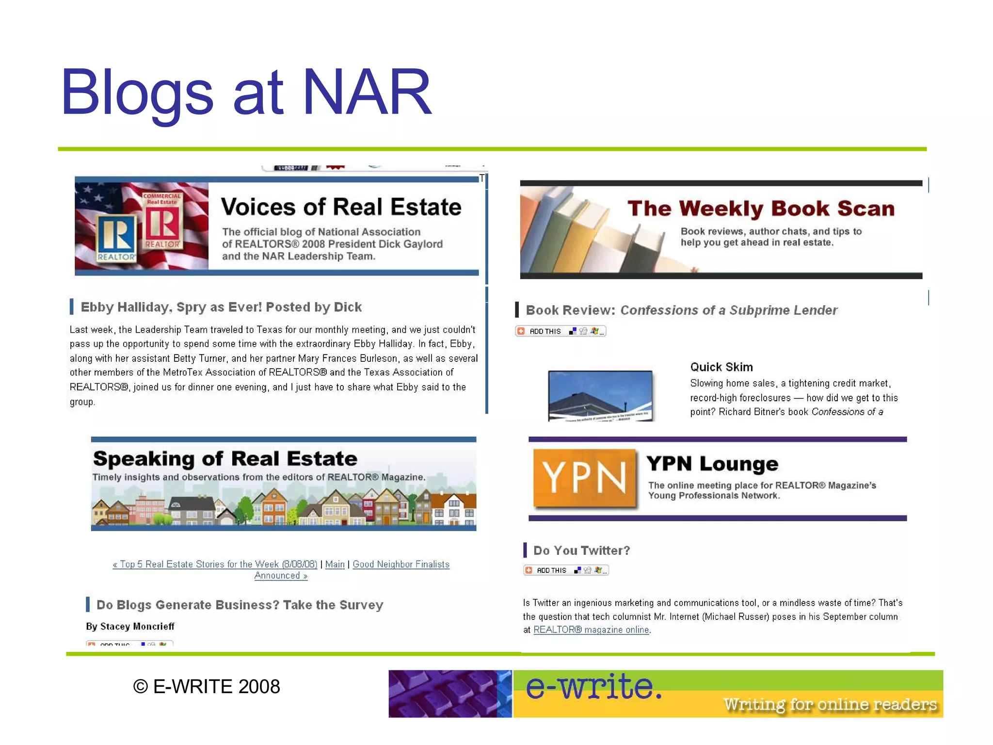 Blogs at NAR 