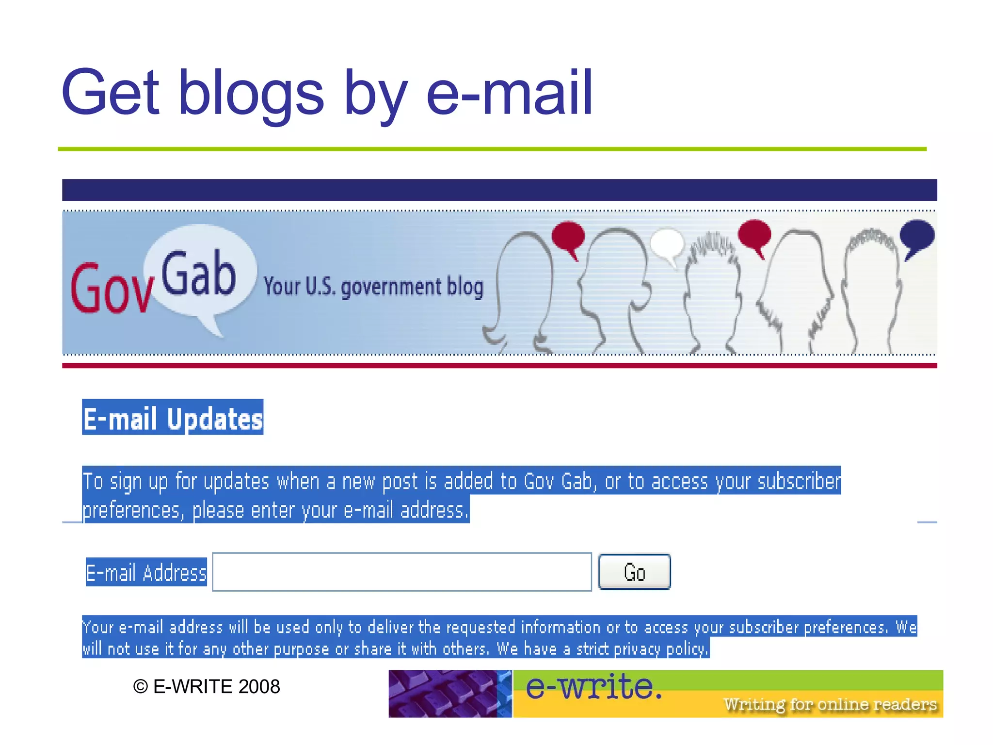 Get blogs by e-mail 