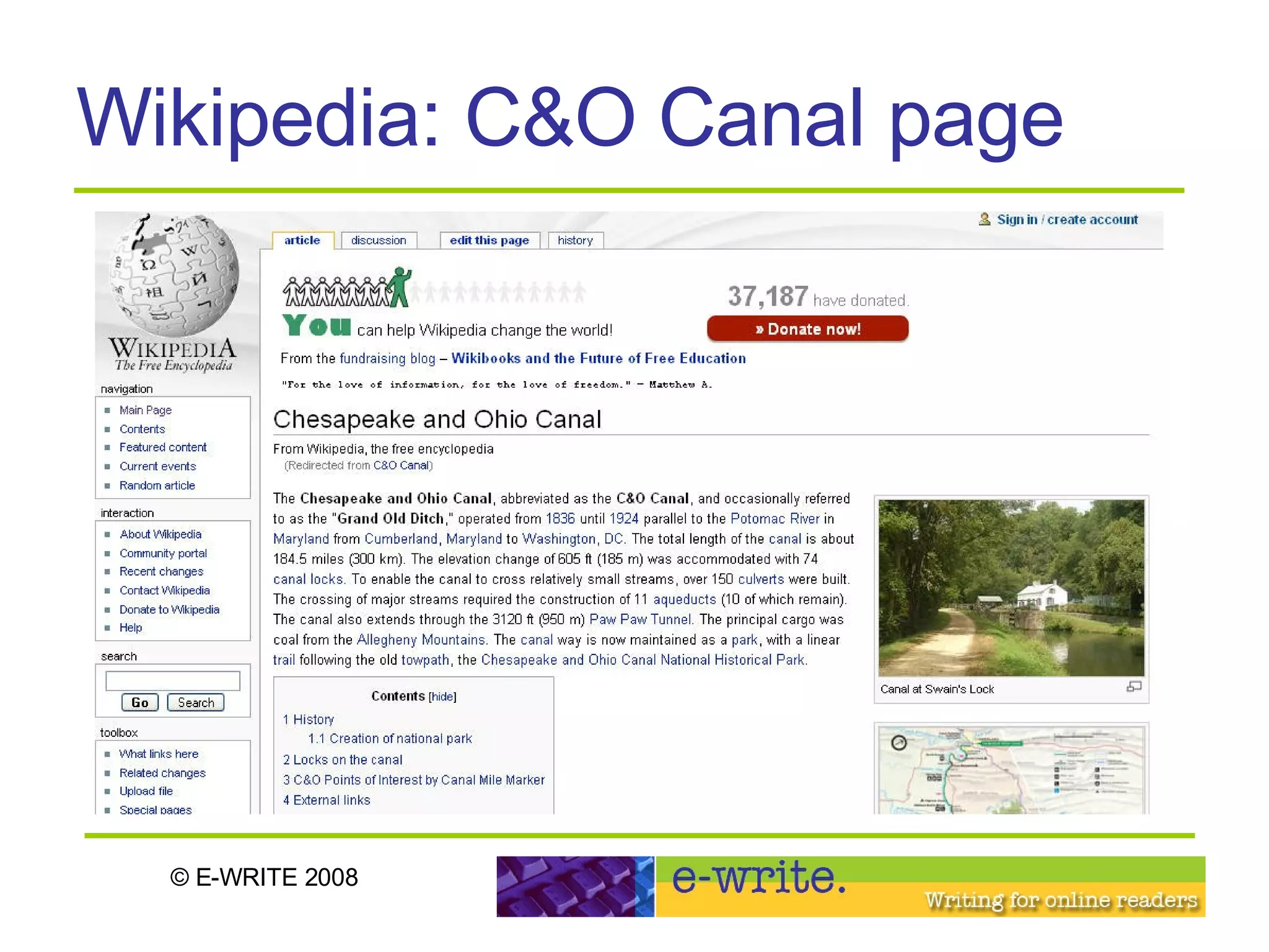 Wikipedia: C&O Canal page 