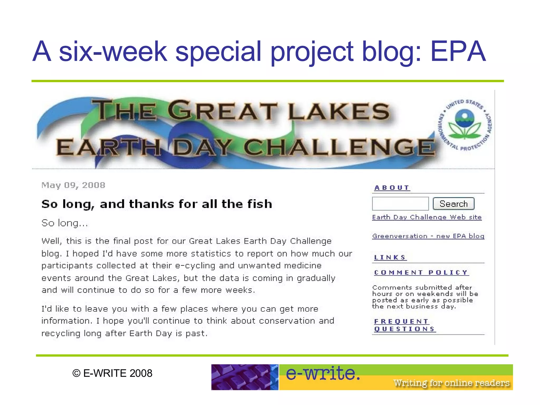A six-week special project blog: EPA   