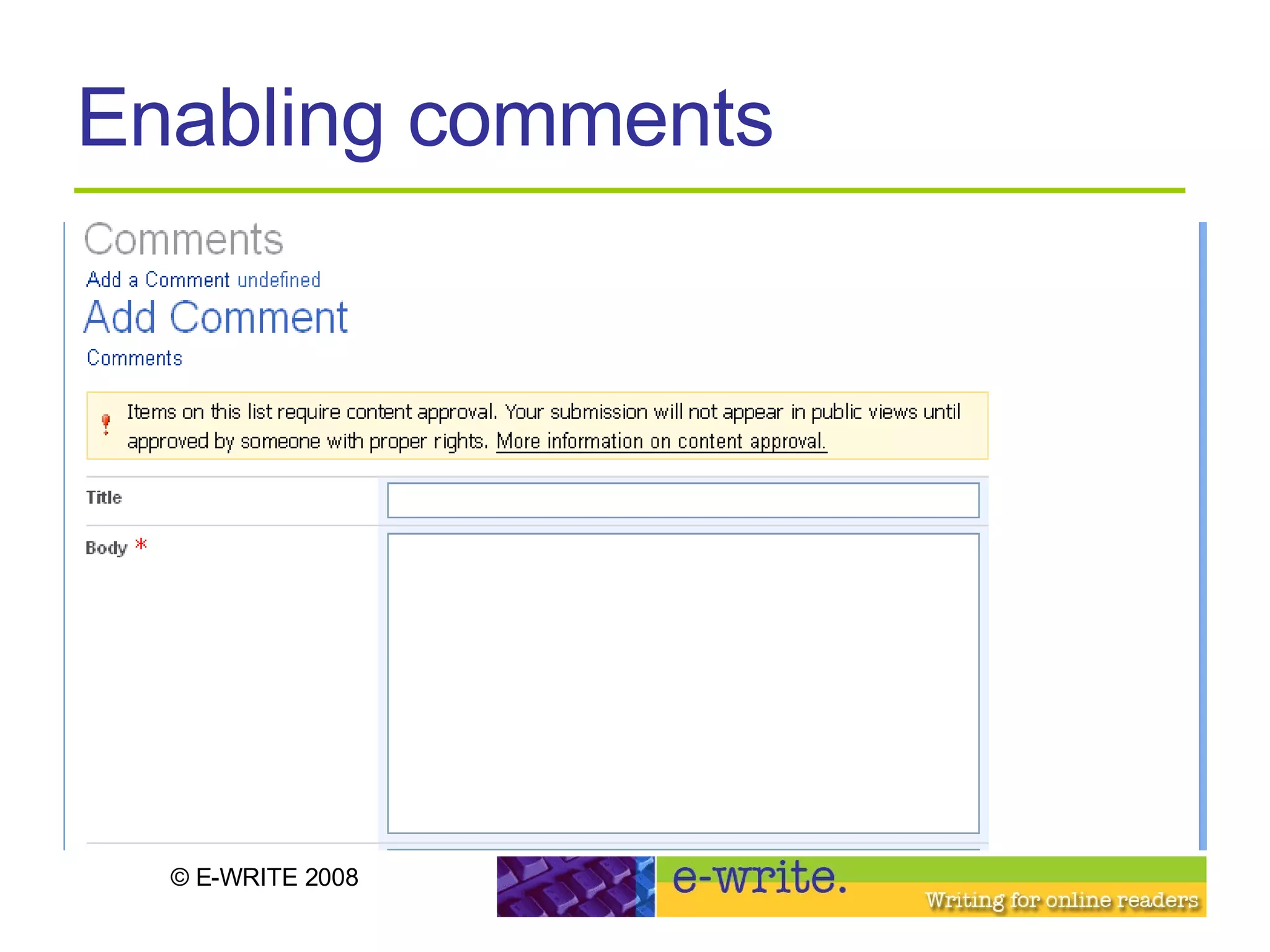 Enabling comments  