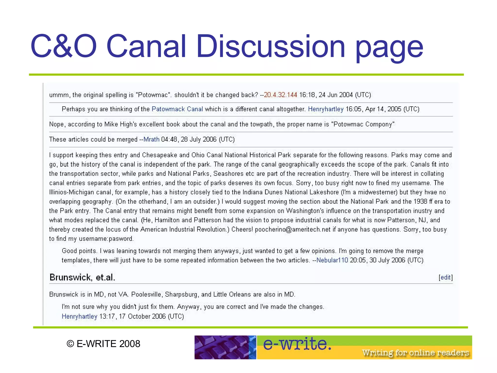 C&O Canal Discussion page 