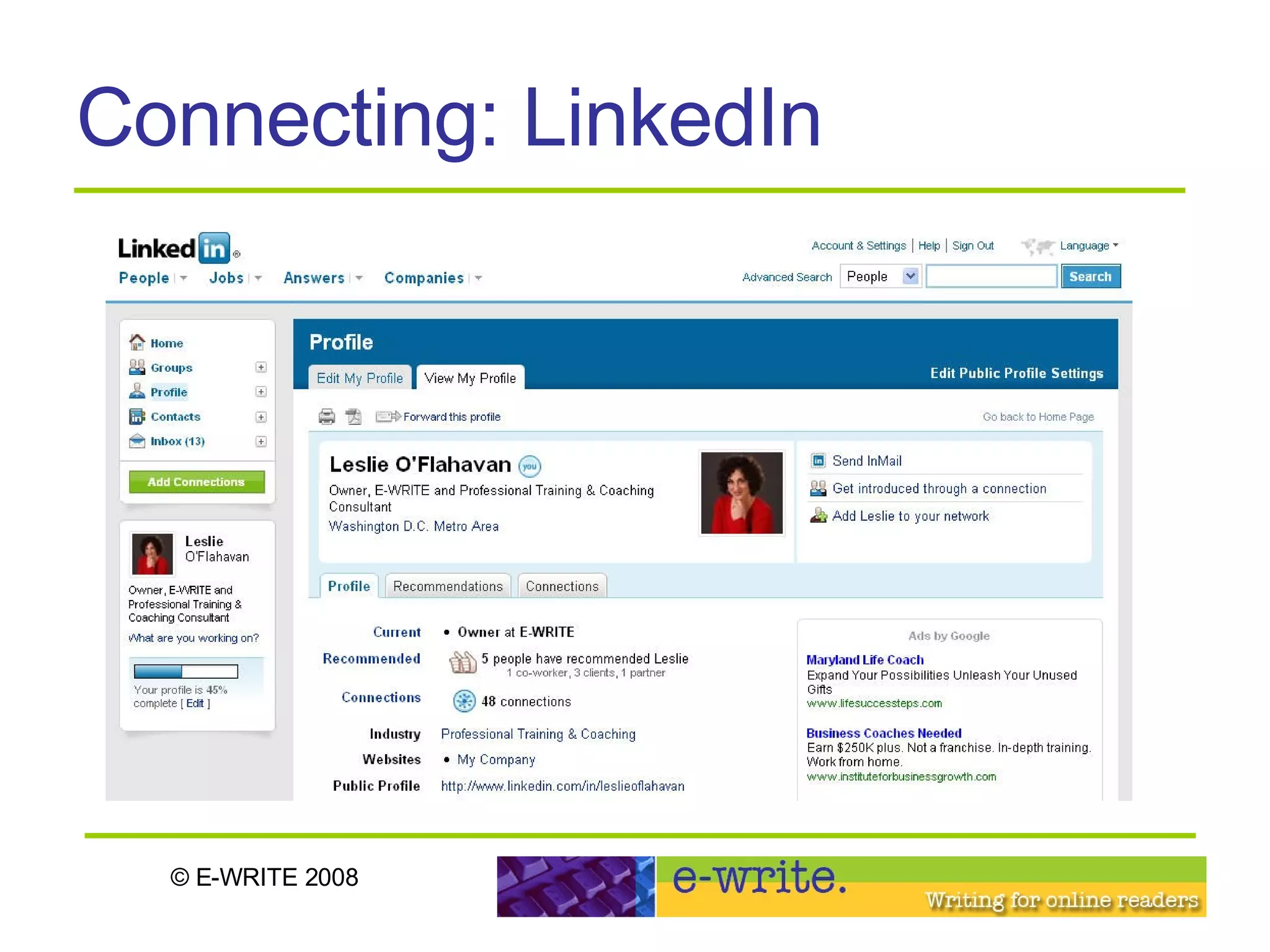 Connecting: LinkedIn 