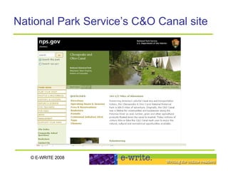 National Park Service’s C&O Canal site 