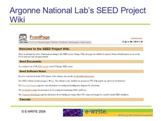 Argonne National Lab’s SEED Project Wiki 