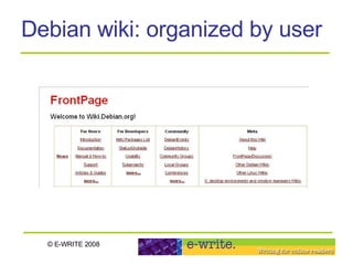Debian wiki: organized by user 