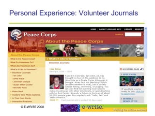 Personal Experience: Volunteer Journals 