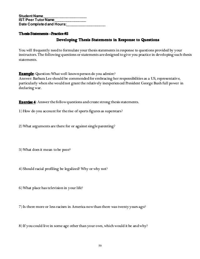 Thesis Statement 6th Grade Worksheet Thesis Statement 6th Grade Worksheet