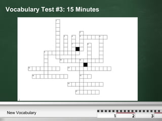 Vocabulary Test #3: 15 Minutes
New Vocabulary
 