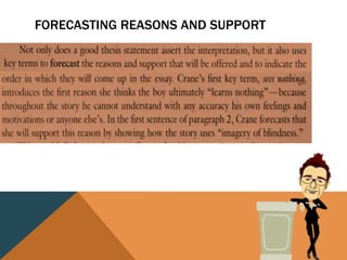 FORECASTING REASONS AND SUPPORT
 