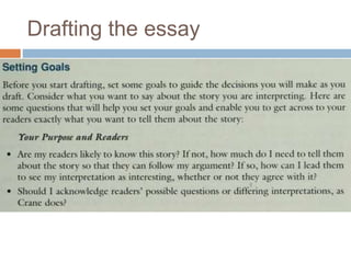 Drafting the essay
 