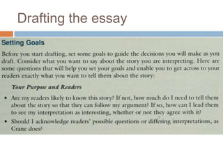 Drafting the essay
 
