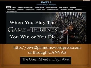 The Green Sheet and Syllabus
 