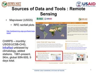 Sources of Data and Tools : Remote 
Sensing 
6 
__________________________________________ 
FAMINE EARLY WARNING SYSTEMS N...