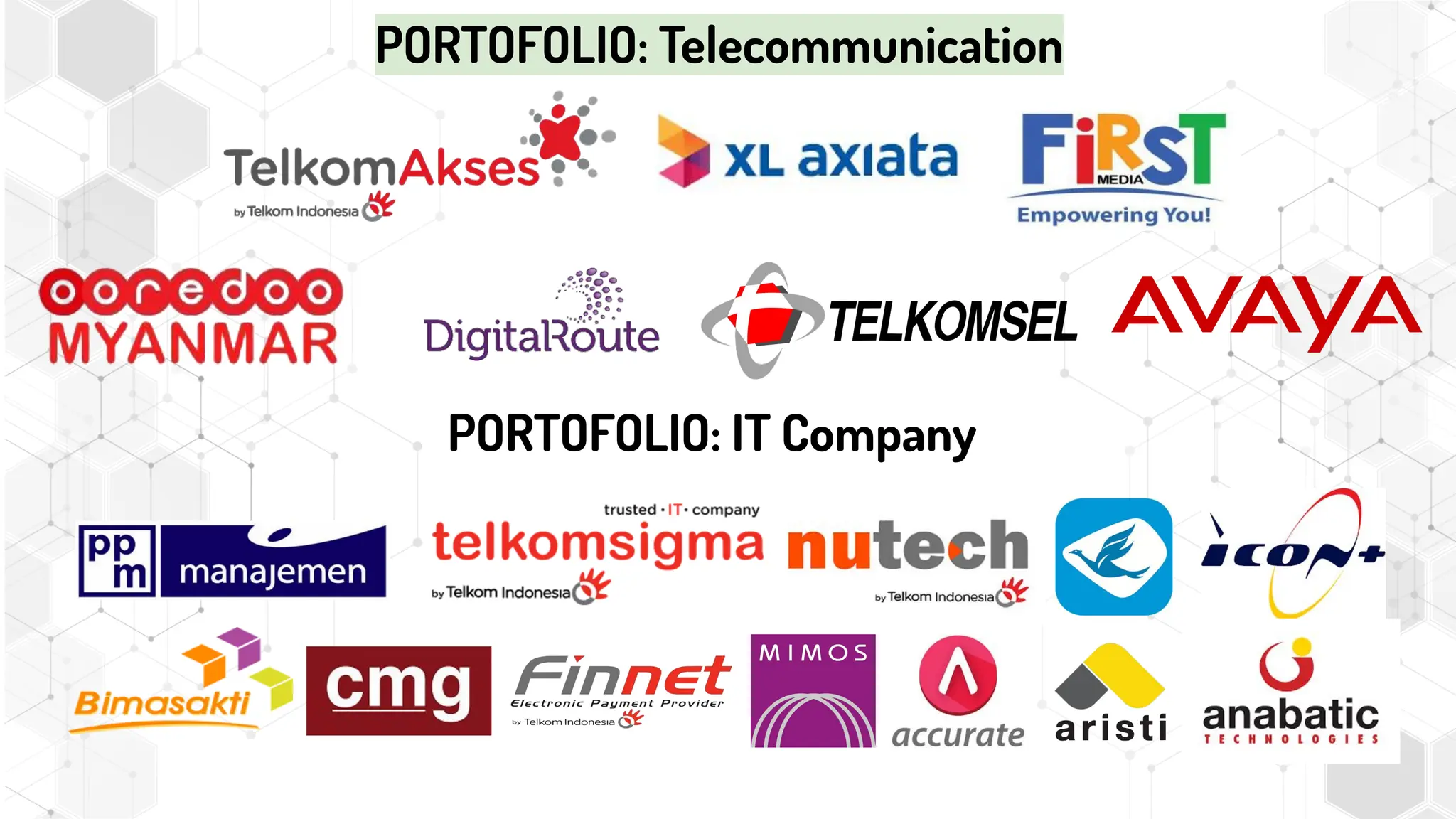 PORTOFOLIO: Telecommunication
PORTOFOLIO: IT Company
 
