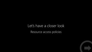 Let’s have a closer look
Resource access policies
 