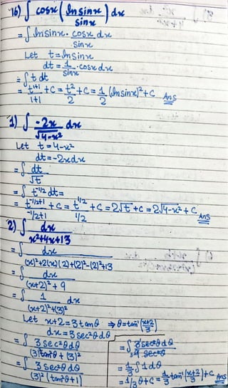 Notes (Solutions) of Chapter3: Integration 2nd YEAR | PDF